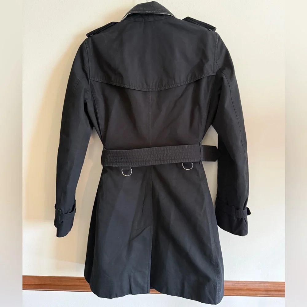 Burberry Kensington mid length trench coat black size 4 - Picture 2 of 9